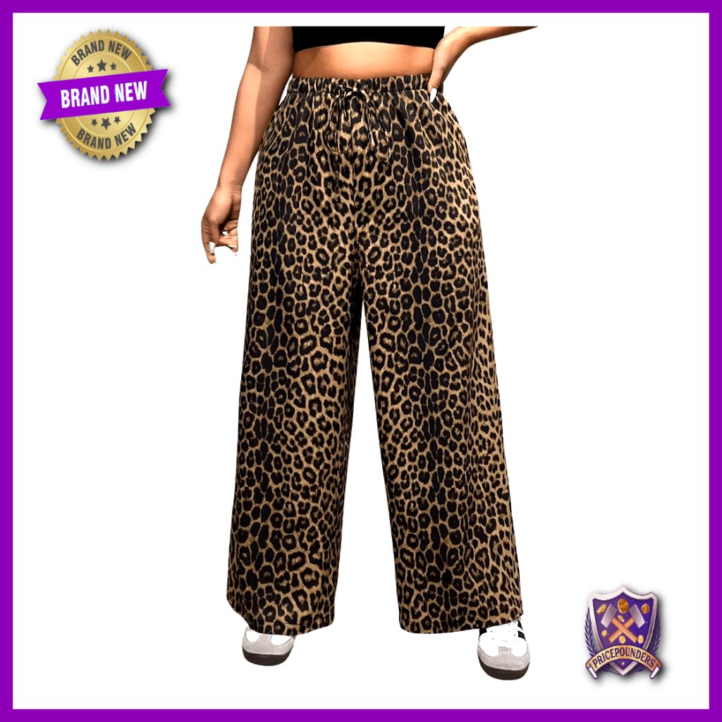 Plus Size Wide Leg Drawstring Waist Casual Pants Summer Trousers